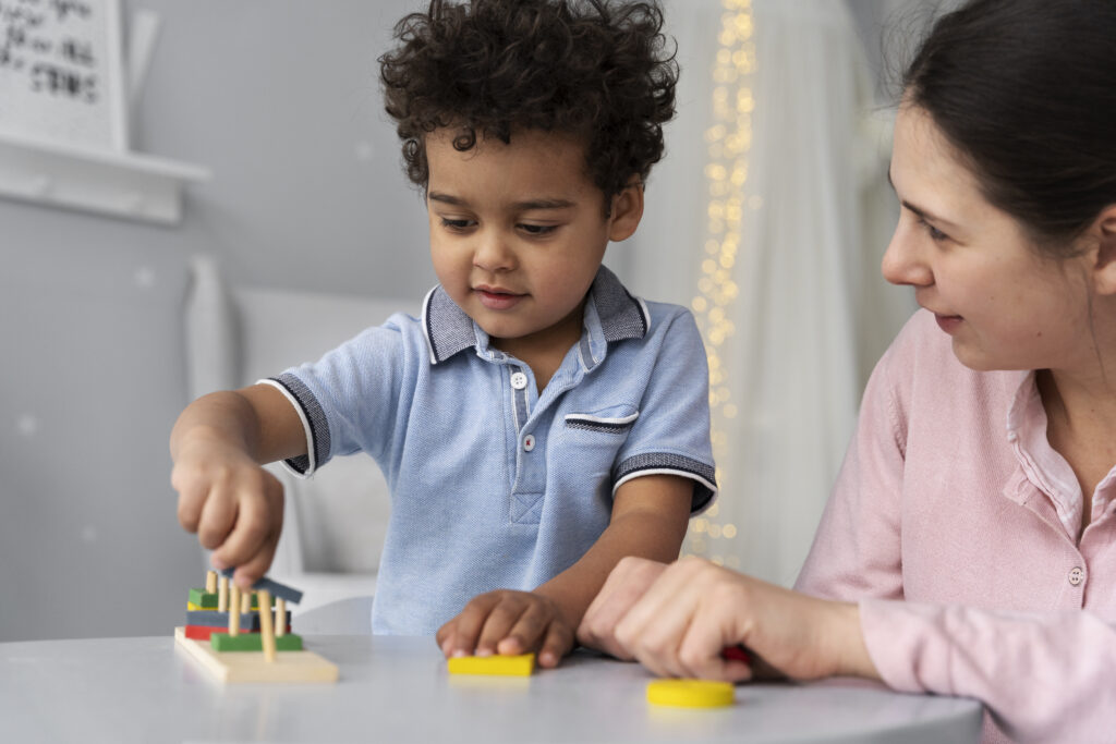 close up child enjoying didactic game